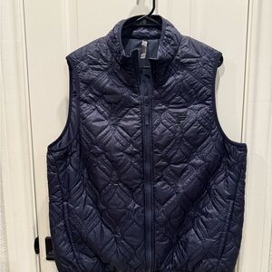 Fabletics Blue Quilted Vest Lightweight Satin Finish
